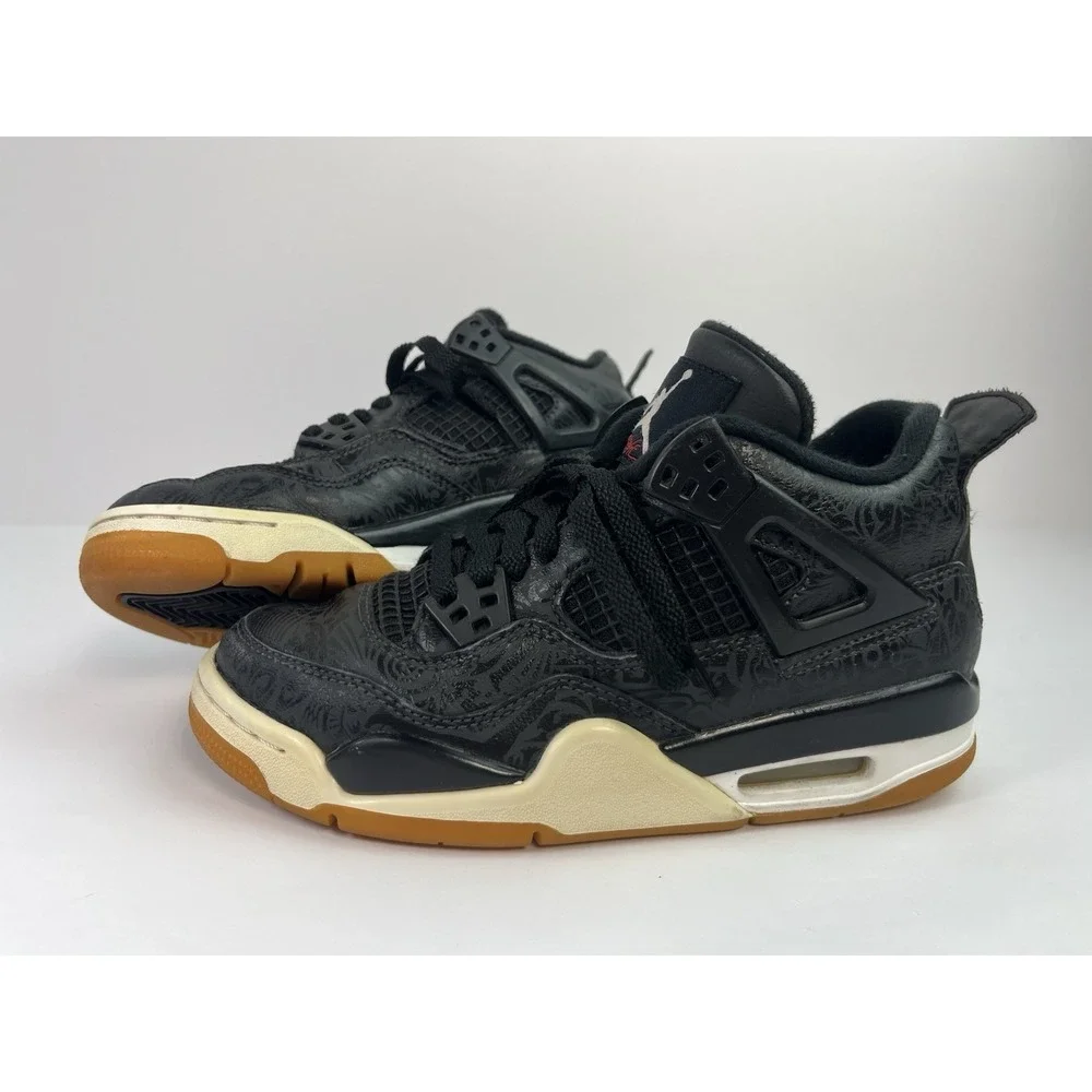 Nike Air Jordan Retro 4 Laser Youth Size 4Y Black Gum SE GS CI2970-001 Sneakers